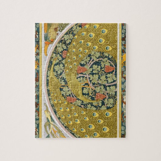 Puzzle Peacock Art Nouveau Style rond design complexe (Vertical)