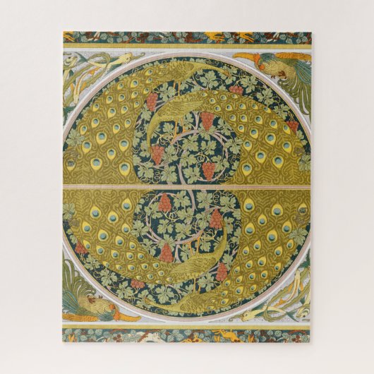 Puzzle Peacock Art Nouveau Style rond design complexe (Vertical)