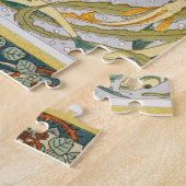 Puzzle Peacock Art Nouveau Style rond design complexe (Côté)