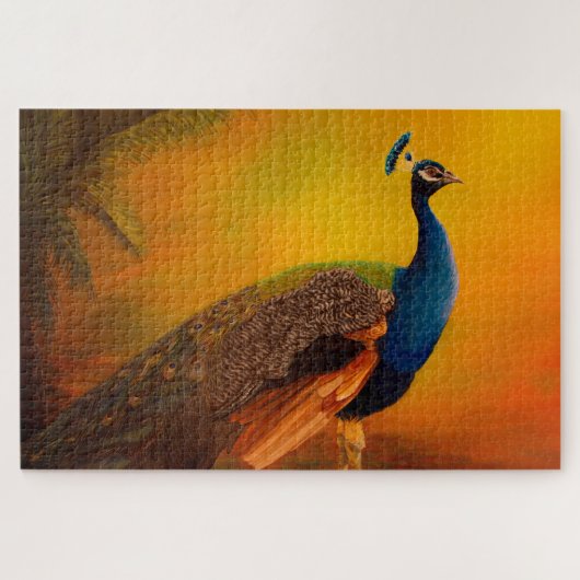 Puzzle Peacock au lever du soleil peinture art (Horizontal)