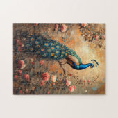 Puzzle Peacock avec Roses Roses Roses Roses Roses Bleues (Horizontal)