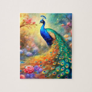Puzzle Peacock Bird 100 avec fleurs