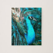 Puzzle Peacock Bleu Vibrant Avec Queue Fissée (Vertical)