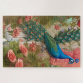 Puzzle Peacock en Apricot Jardin Rose (Horizontal)