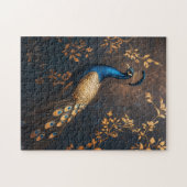 Puzzle Peacock en bleu et or (Horizontal)
