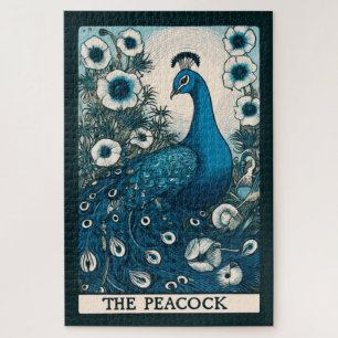 Puzzle Peacock Tarot Card Art paons Art Turquoise
