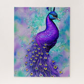 Puzzle Peacock violet Whimsical avec plumes de queue (Vertical)