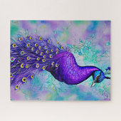 Puzzle Peacock violet Whimsical avec plumes de queue (Horizontal)