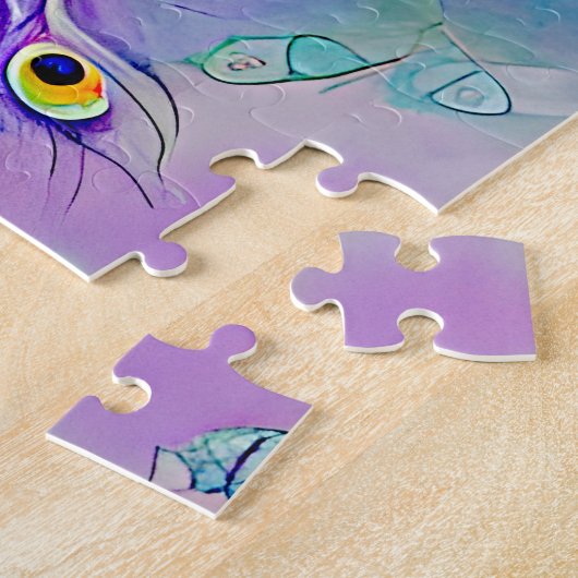 Puzzle Peacock violet Whimsical avec plumes de queue (Côté)