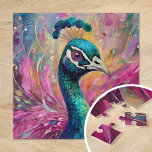 Puzzle Peacock Whimsical Art Moderne Impressionniste<br><div class="desc">Une peinture impressionniste moderne fantaisiste d'un paon. L'art prend vie avec des couleurs vives et vives, turquoise, rose et des touches d'or. Les plumes majestueuses du paon s’expriment par des coups de pinceau tourbillonnants abstraits, créant un sentiment de mouvement et d’imaginaire. Cette pièce dynamique allie des choix de couleurs audacieux...</div>