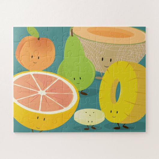 Puzzle Pear Grapefruit Ananas Pêche Cartoon Cartoon Cute  (Horizontal)