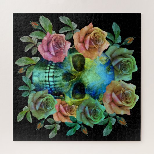 PUZZLE PEAU VERT MORT AVEC FLEURS (Horizontal)