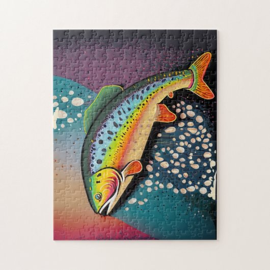 Puzzle Pêche à la truite arc-en-ciel personnalisable (Vertical)