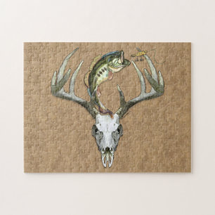 Puzzle Pêche Chasse Bass saute par-dessus Crâne de Cerf B