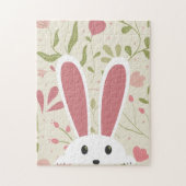 Puzzle Peek-a-boo Ears Bunny de Pâques avec design floral (Vertical)
