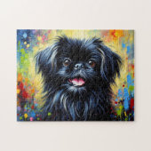 Puzzle Peekapoo : Art acrylique Peke-A-Poo noir (Horizontal)