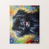 Puzzle Peekapoo : Art acrylique Peke-A-Poo noir (Vertical)