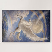 Puzzle Pegasus Flying Between Earth And Moon Fantasy Art (Horizontal)