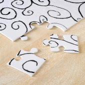 Puzzle Peint à la main Motif de courbe noire sur blanc (Côté)