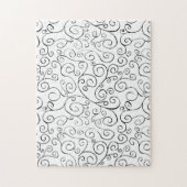 Puzzle Peint à la main Motif de courbe noire sur blanc (Vertical)