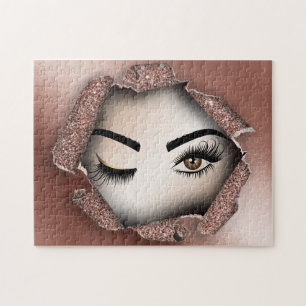Puzzle peintre de maquillage de l'oeil rose couronne