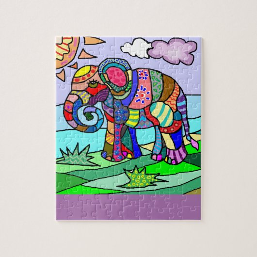 Puzzle Peinture à l'éléphant Abstrait multicolore (Vertical)