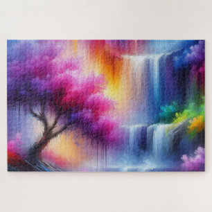 Puzzle Peinture à l'huile d'art Abstrait Cascade IA génér
