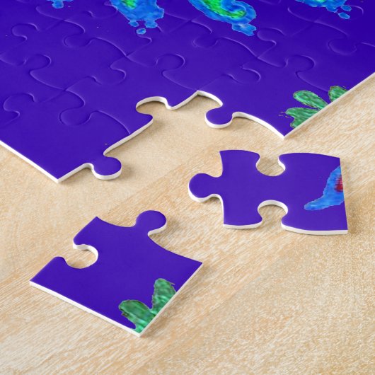 Puzzle Peinture à l'huile d'art floral bleu Iridescente (Côté)