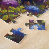 Puzzle Peinture à l'huile de chat noir et de Fleurs sauva (Côté)