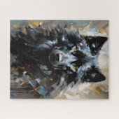 Puzzle Peinture à l'huile de loup noir (Horizontal)