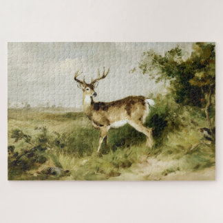 Puzzle Peinture à l'huile de paysage avec cerf de Virgini