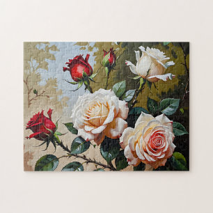 Puzzle Peinture à l'huile rose blanche et rouge