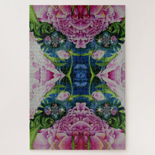 Puzzle peinture Abstraite à l'aquarelle fleurie de pivoin (Vertical)