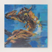 Puzzle Peinture Abstraite de Cheval Bleu (Horizontal)