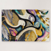 Puzzle Peinture aquarelle abstraite d'oiseaux (Horizontal)