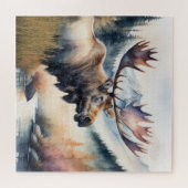 Puzzle Peinture aquarelle de la nature de l'orignal (Horizontal)