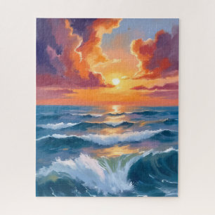 Puzzle Peinture aquarelle de l'océan au coucher du soleil