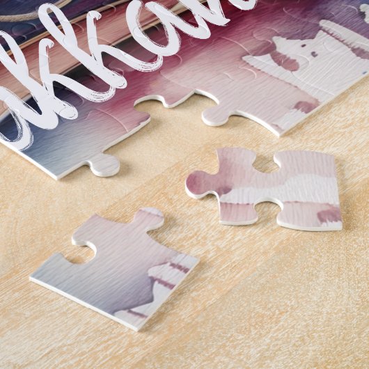 Puzzle Peinture aquarelle Menorah Happy Hanoukka (Côté)