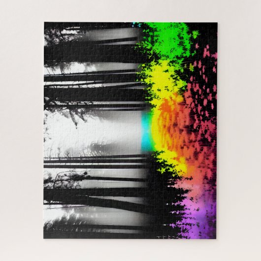 Puzzle Peinture arc-en-ciel éclaboussée sur la forêt de S (Vertical)