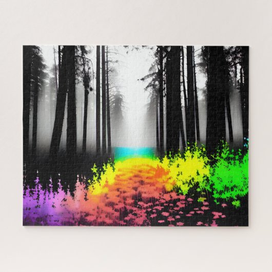 Puzzle Peinture arc-en-ciel éclaboussée sur la forêt de S (Horizontal)