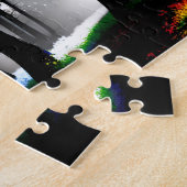 Puzzle Peinture arc-en-ciel sur la forêt de Silhouette (Côté)