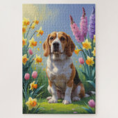 Puzzle Peinture beagle Fleurs de printemps de chien (Vertical)