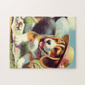 Puzzle Peinture Beagle sur chiot (Horizontal)