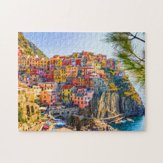 Puzzle Peinture Cinque Terre Ligurie Italie Cliff Mer (Horizontal)
