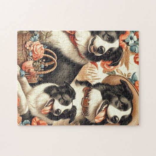 Puzzle Peinture Collie vintage (Horizontal)