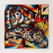 Puzzle Peinture Cubiste Abstraite de Chat (Horizontal)