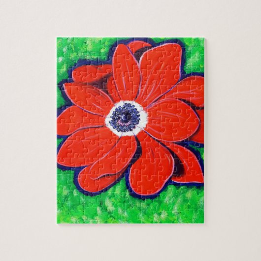 Puzzle Peinture d'anémone rouge vif (Vertical)
