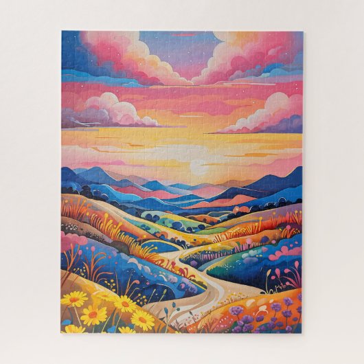 Puzzle Peinture d'art tournesol sur les collines à roulea (Vertical)