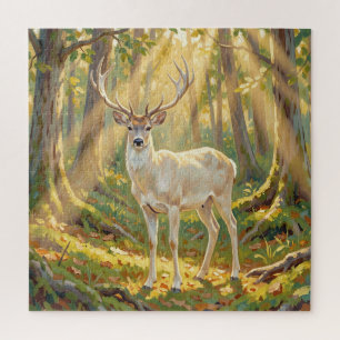 Puzzle Peinture de buck de la forêt dorée majestueuse