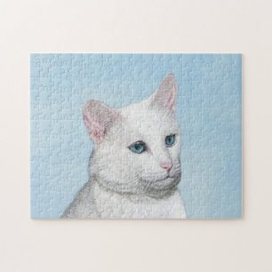 Puzzle Peinture de chat blanc - Art de chat original mign